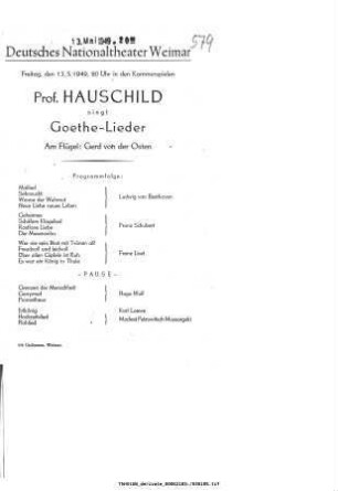 Prof. Hauschild singt Goethe-Lieder