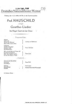 Prof. Hauschild singt Goethe-Lieder