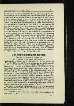 Zum naturwissenschaftlichen Unterricht : (Meraner Vorschläge und Volksschule)