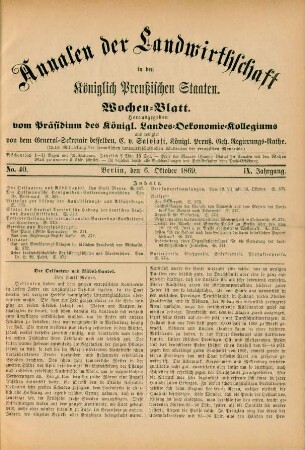No. 40. Berlin, den 6. Oktober 1869. IX. Jahrgang.