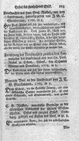 Briefwechsel (...) mit dem Antikriticus.