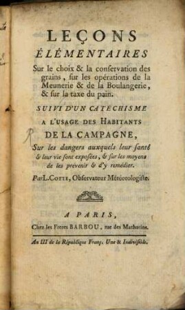 Leçons élémentaires sur les Choix