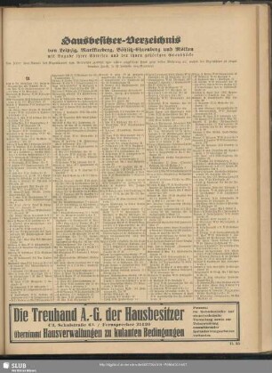 Hausbesitzer-Verzeichnis von Leipzig, Markkleeberg, Böhlitz-Ehrenberg und Mölkau …