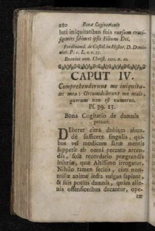Caput IV. Bona Cogitatio de damnis peccati.