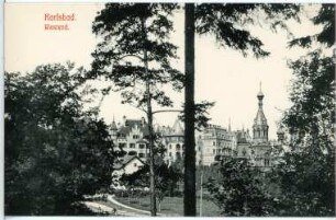 Karlsbad. Westend mit Villa Ritter, Evangel. Hospiz und Russischer Kirche