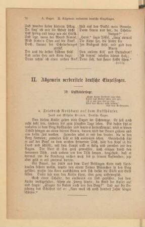 II. Allgemein verbreitete deutsche Einzelsagen