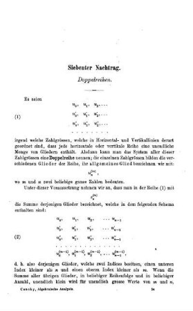 Siebenter Nachtrag. Doppelreihen.