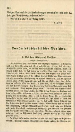 Landwirthschaftliche Berichte.