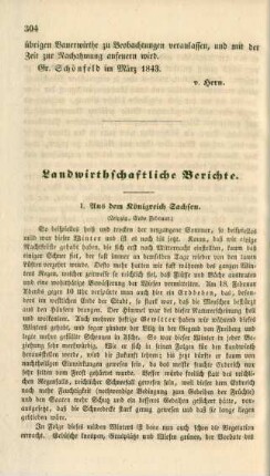 Landwirthschaftliche Berichte.