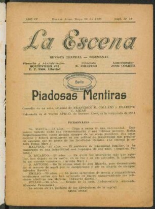 Piadosas mentiras : comedia en un acto