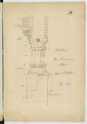 Schloss Heilsberg: Details Kreuzgang (aus: Skizzen- und Fotoalbum 20)