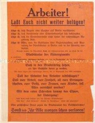 Aufruf an Arbeiter zum Kampf gegen den Bolschewismus