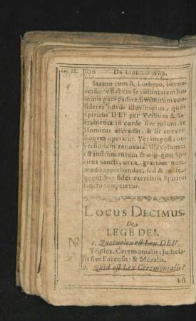 Locus Decimus. De Lege Dei.