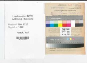 Entnazifizierung Karl Haack , geb. 31.03.1897 (Kaufmaennischer Angestellter)