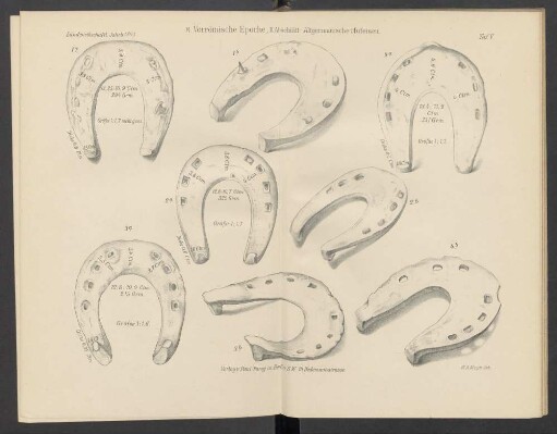 Taf. V. R. Vorrömische Epoche, II. Abschnitt Altgermanische Hufeisen.
