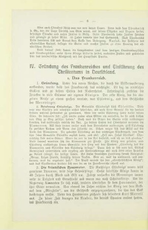 IV. Gründung des Frankenreiches und Einführung des Christentums in Deutschland
