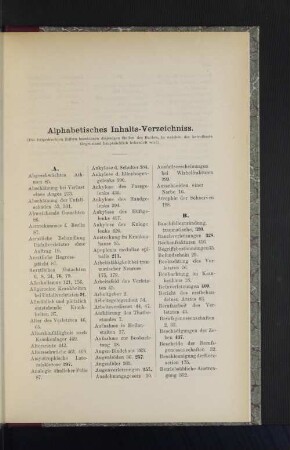 Alphabetisches Inhalts-Verzeichniss