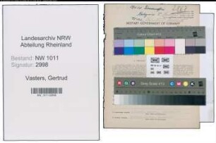 Entnazifizierung Gertrud Vasters , geb. 20.05.1917 (Hausgehilfin)