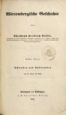 Wirtembergische Geschichte, 1. Schwaben und Südfranken von der Urzeit bis 1080