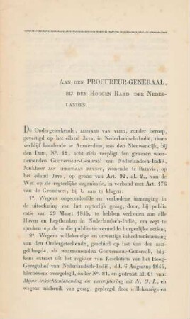 Aan den Procureur-Generaal, bij den Hoogen Raad der Nederlanden