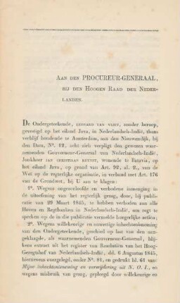 Aan den Procureur-Generaal, bij den Hoogen Raad der Nederlanden