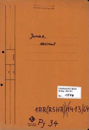 Personenheft Helmut Jonas (*21.10.1914), SS-Obersturmführer