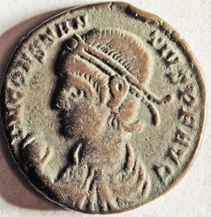 Römische Münze, Nominal Maiorina, Prägeherr Constantius II., Prägeort Trier, Original