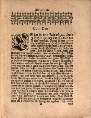 Responsum inclytae Facultatis iuridicae Tubingensis in causa des H. g. v. U. Kaufern andern Theils, puncto enormis laesionis