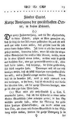 Fünftes Capitel. Kurtze Anzeigung der zweifelhaften Oerter, in diesem Discours.