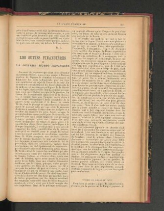 Les Siutes Financières de la Guerre Russo-Japonaise.