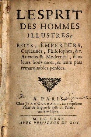 Esprit des hommes illustres