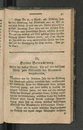 III. Dritte Betrachtung.