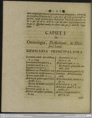 Caput I. De Onomologia, Definitione, ac Divisione Laudi