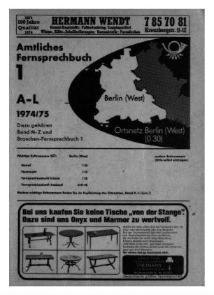 1974/1975: Amtliches Fernsprechbuch