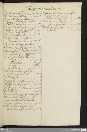 Conspectus materiarum