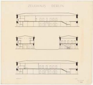 Zeughaus, Berlin Wiederaufbau: 3 Schnitte 1:200