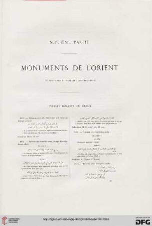 Septième partie: Monuments de l'Orient