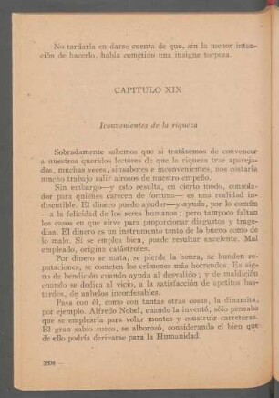Capítulo XIX - Inconvenientes de la riqueza