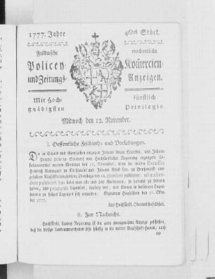 46tes Stück, Ausgabe vom 12. November 1777