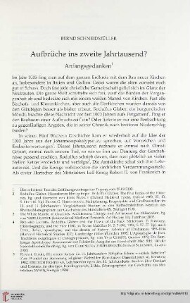Aufbrüche ins zweite Jahrtausend? Anfangsgedanken