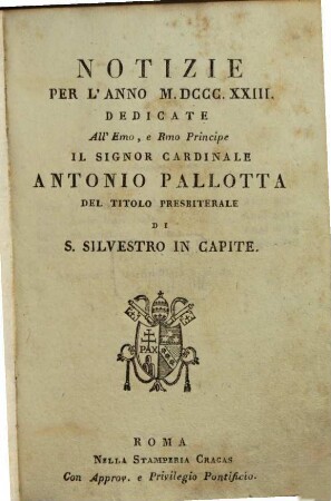 Notizie : per l'anno .... 1823
