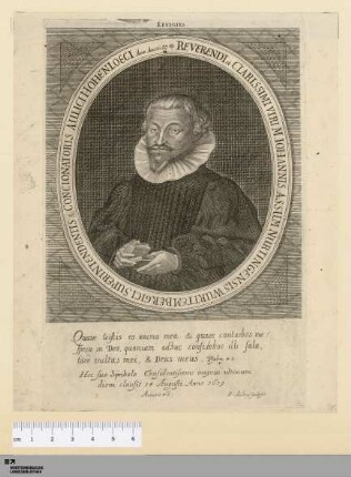 [Bildnis Johann Christoph Assum] : Reverendi et Clarissimi Viri M. Johannis Assum Nürtingensis Württembergici Superintendentis & Concionatoris Aulici Hohenloeci