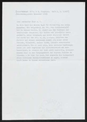 Brief von Gerhart Hauptmann an Stephan Kekulé von Stradonitz