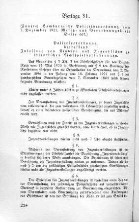 Beilage 31. (Fünfte) Hamburgische Polizeiverordnung vom 3. Dezember 1921.