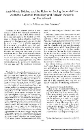 Last-minute bidding and the rules for ending second-price auctions : evidence from eBay and Amazon auctions on the internet