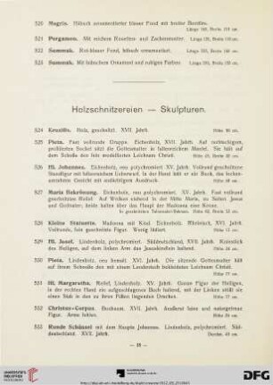 Holzschnitzereien - Skulpturen (Nr. 524-544a)