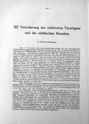 XII. Versicherung des städtischen Vermögens und der städtischen Beamten
