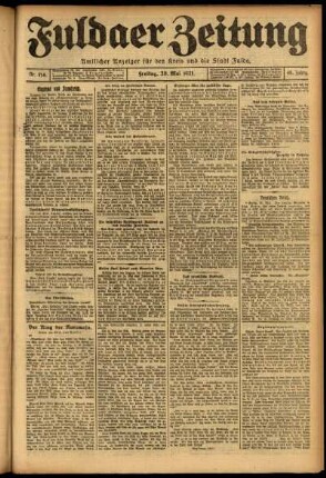Ausgabe vom Freitag, den 20. Mai 1921.