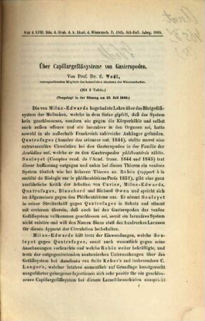 Separatabdrücke aus den Sitzungsberichten der Kais. Akademie d. Wiss. in Wien, math.-nat. El.. 11