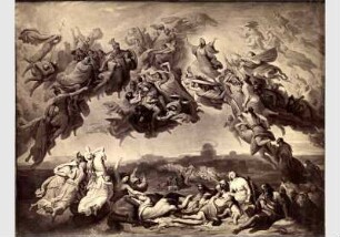 Blick auf das Wandbild "Die Hunnenschlacht" von Wilhelm von Kaulbach im Haupttreppenhaus des Neuen Museums